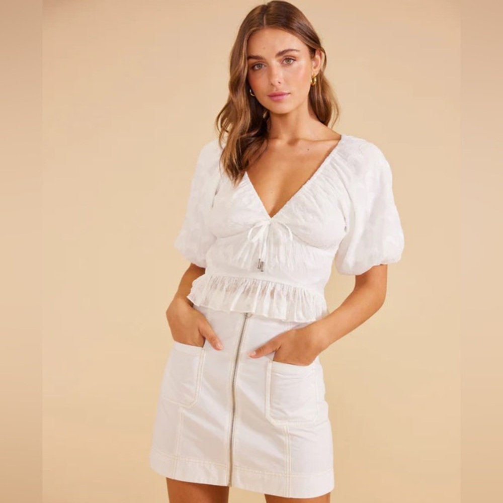 Mink Pink Abella top blouse Large white